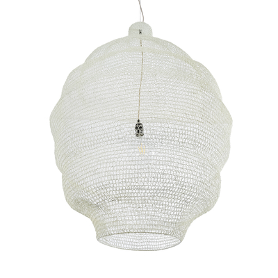 GloboStar® KENTUCKY 01901 Vintage Κρεμαστό Φωτιστικό Πλέγμα Μονόφωτο 1 x E27 IP20 Μπεζ Μέταλλο - Μ80 x Π80 x Y110cm