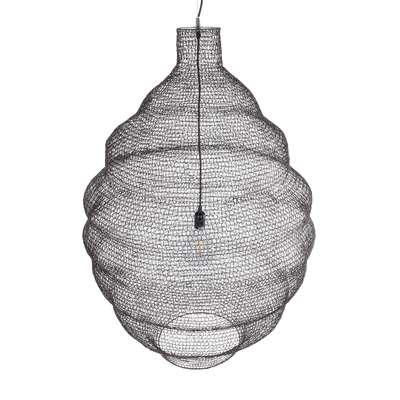 GloboStar® KENTUCKY 01902 Vintage Κρεμαστό Φωτιστικό Πλέγμα Μονόφωτο 1 x E27 IP20 Καφέ Μέταλλο - Μ80 x Π80 x Y110cm