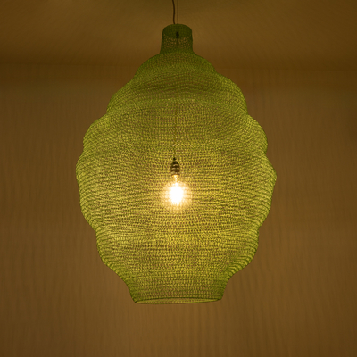 GloboStar® KENTUCKY 01903 Vintage Κρεμαστό Φωτιστικό Πλέγμα Μονόφωτο 1 x E27 IP20 Τιρκουάζ Μέταλλο - Μ80 x Π80 x Y110cm