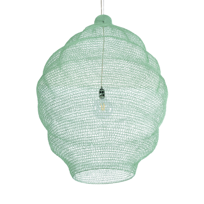 GloboStar® KENTUCKY 01903 Vintage Κρεμαστό Φωτιστικό Πλέγμα Μονόφωτο 1 x E27 IP20 Τιρκουάζ Μέταλλο - Μ80 x Π80 x Y110cm