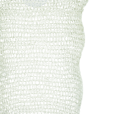 GloboStar® KENTUCKY 01904 Vintage Κρεμαστό Φωτιστικό Πλέγμα Μονόφωτο 1 x E27 IP20 Μπεζ Μέταλλο - Μ30 x Π30 x Y80cm