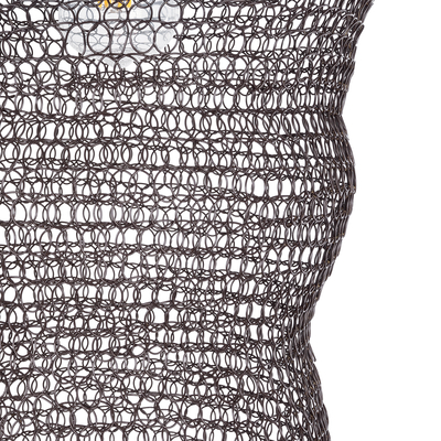 GloboStar® KENTUCKY 01905 Vintage Κρεμαστό Φωτιστικό Πλέγμα Μονόφωτο 1 x E27 IP20 Καφέ Μέταλλο - Μ30 x Π30 x Y80cm