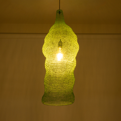 GloboStar® KENTUCKY 01906 Vintage Κρεμαστό Φωτιστικό Πλέγμα Μονόφωτο 1 x E27 IP20 Τιρκουάζ Μέταλλο - Μ30 x Π30 x Y80cm