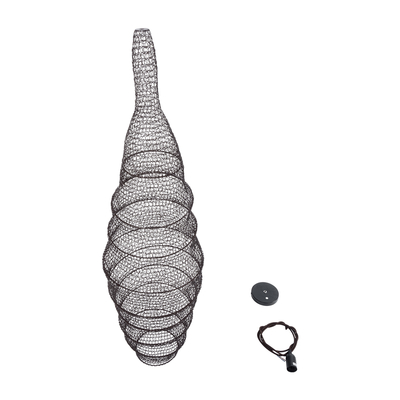 GloboStar® KENTUCKY 01908 Vintage Κρεμαστό Φωτιστικό Πλέγμα Μονόφωτο 1 x E27 IP20 Καφέ Μέταλλο - Μ30 x Π30 x Y105m