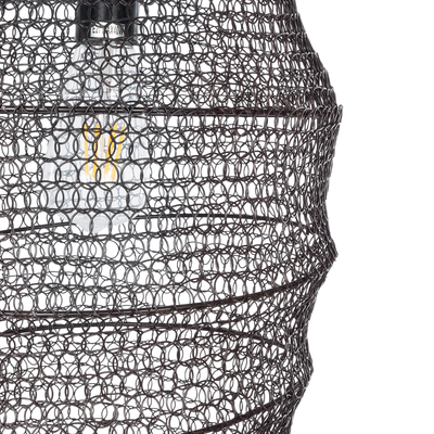 GloboStar® KENTUCKY 01908 Vintage Κρεμαστό Φωτιστικό Πλέγμα Μονόφωτο 1 x E27 IP20 Καφέ Μέταλλο - Μ30 x Π30 x Y105m