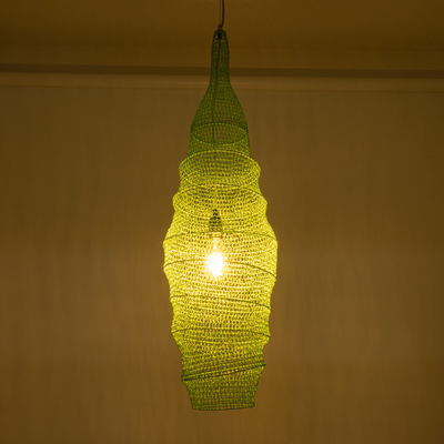 GloboStar® KENTUCKY 01909 Vintage Κρεμαστό Φωτιστικό Πλέγμα Μονόφωτο 1 x E27 IP20 Τιρκουάζ Μέταλλο - Μ30 x Π30 x Y105m