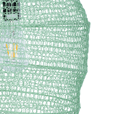 GloboStar® KENTUCKY 01909 Vintage Κρεμαστό Φωτιστικό Πλέγμα Μονόφωτο 1 x E27 IP20 Τιρκουάζ Μέταλλο - Μ30 x Π30 x Y105m