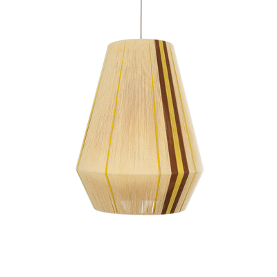 GloboStar® SALERNO 02334 Boho Κρεμαστό Φωτιστικό Πλέγμα Μονόφωτο 1 x E27 IP20 Μπεζ, Καφέ & Κίτρινο Νήμα - Μ50 x Π50 x Υ60cm