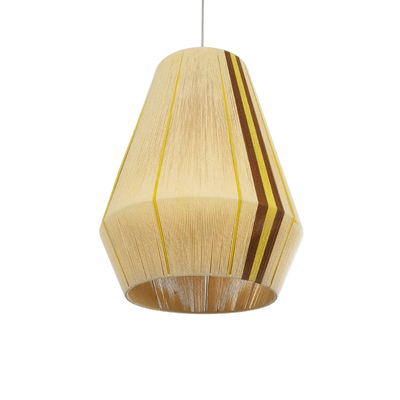 GloboStar® SALERNO 02334 Boho Κρεμαστό Φωτιστικό Πλέγμα Μονόφωτο 1 x E27 IP20 Μπεζ, Καφέ & Κίτρινο Νήμα - Μ50 x Π50 x Υ60cm