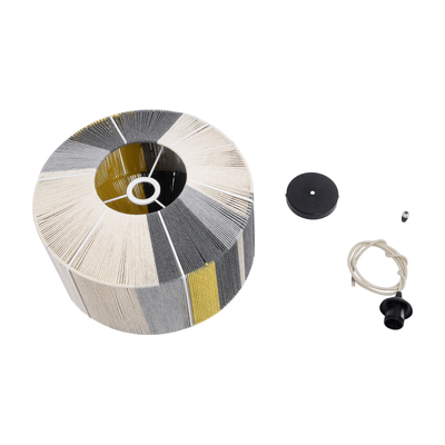 GloboStar® SALERNO 02388 Boho Κρεμαστό Φωτιστικό Καπέλο Μονόφωτο 1 x E27 IP20 Πολύχρωμο Σχοινί - Μ40 x Π40 x Υ35cm