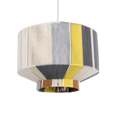 GloboStar® SALERNO 02388 Boho Κρεμαστό Φωτιστικό Καπέλο Μονόφωτο 1 x E27 IP20 Πολύχρωμο Σχοινί - Μ40 x Π40 x Υ35cm