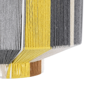 GloboStar® SALERNO 02388 Boho Κρεμαστό Φωτιστικό Καπέλο Μονόφωτο 1 x E27 IP20 Πολύχρωμο Σχοινί - Μ40 x Π40 x Υ35cm