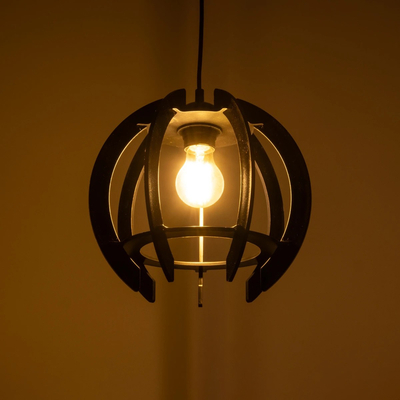 GloboStar® VIVIDUS 202-0028 Μοντέρνο Κρεμαστό Φωτιστικό Ανάρτηση Μονόφωτο 1 x E27 IP20 Μαύρο - Μ30 x Π30 x Υ70cm