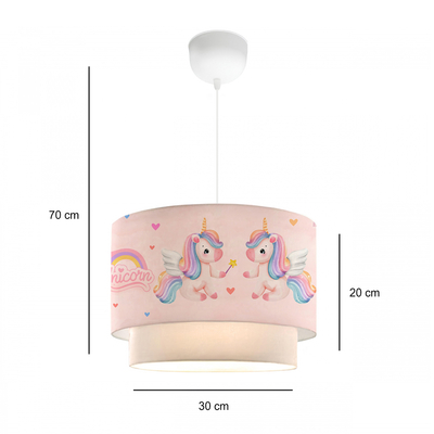 GloboStar® PONY 204-0016 Παιδικό Κρεμαστό Φωτιστικό Φιγούρα Μονόφωτο 1 x E27 IP20 Ροζ Ύφασμα - Μ30 x Π30 x Υ70cm