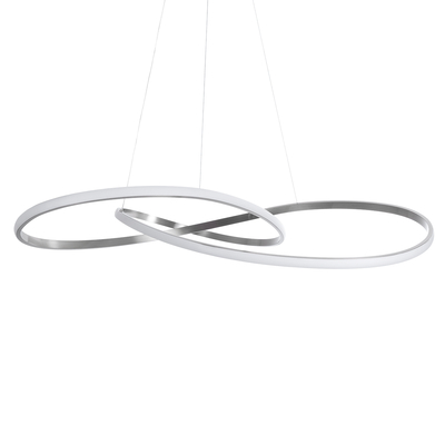 GloboStar® DEXTER 60919 Κρεμαστό Φωτιστικό Οροφής Design LED CCT 120W 13440lm 300° AC 220-240V - Εναλλαγή Φωτισμού μέσω Τηλεχειριστηρίου All In One Ψυχρό 6000k+Φυσικό 4500k+Θερμό 2700k Dimmable Φ103cm - Νίκελ Βούρτσας - 3 Years Warranty