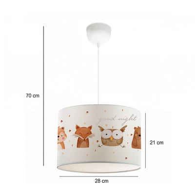 GloboStar® OWL 204-0017 Παιδικό Κρεμαστό Φωτιστικό Φιγούρα Μονόφωτο 1 x E27 IP20 Λευκό Ύφασμα - Μ28 x Π28 x Υ70cm