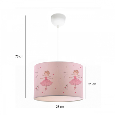 GloboStar® BALLERINA 204-0015 Παιδικό Κρεμαστό Φωτιστικό Φιγούρα Μονόφωτο 1 x E27 IP20 Ροζ Ύφασμα - Μ28 x Π28 x Υ70cm