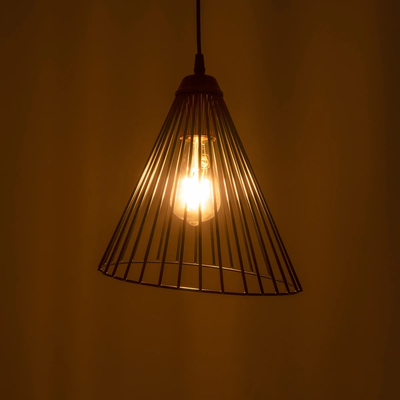 GloboStar® ARCWIRE 203-0015 Μοντέρνο Κρεμαστό Φωτιστικό Πλέγμα Μονόφωτο 1 x E27 IP20 Μαύρο Μέταλλο - Μ25 x Π25 x Υ30cm