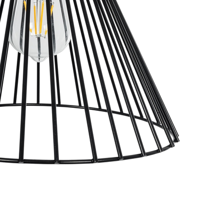 GloboStar® ARCWIRE 203-0015 Μοντέρνο Κρεμαστό Φωτιστικό Πλέγμα Μονόφωτο 1 x E27 IP20 Μαύρο Μέταλλο - Μ25 x Π25 x Υ30cm