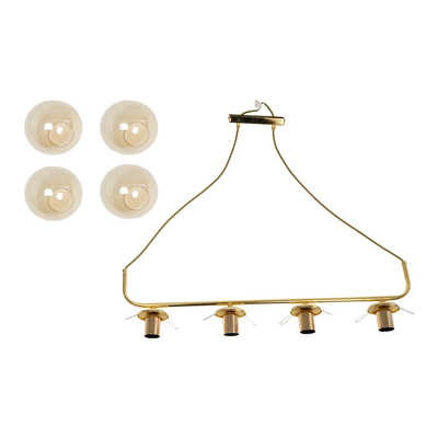 GloboStar® LATTICE 203-0019 Μοντέρνο Κρεμαστό Φωτιστικό Ράγα Πολύφωτο 4 x E27 IP20 Χρυσό Μέταλλο με Mελί Γυαλί - Μ78 x Π15 x Υ81cm