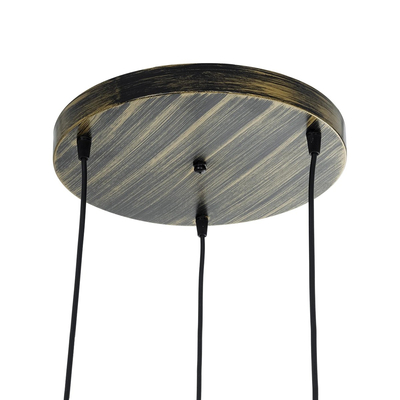 GloboStar® YASAM 203-0025 Vintage Κρεμαστό Φωτιστικό Πλέγμα Τρίφωτο 3 x E27 IP20 Καφέ Ρατάν - Μ42 x Π42 x Υ54cm