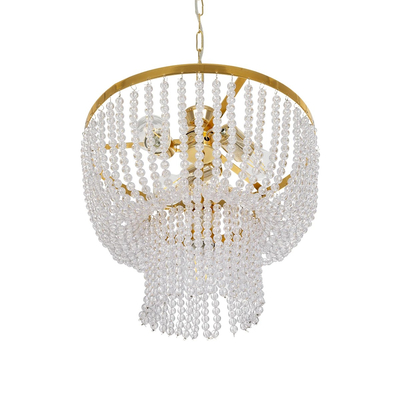 GloboStar® CRYSTAL 203-0028 Κλασικό Κρεμαστό Φωτιστικό Κρύσταλλα Τρίφωτο 3 x E27 IP20 Χρυσό Μέταλλο με Διάφανο Κρύσταλλο - Μ41 x Π41 x Υ40cm