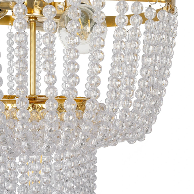 GloboStar® CRYSTAL 203-0028 Κλασικό Κρεμαστό Φωτιστικό Κρύσταλλα Τρίφωτο 3 x E27 IP20 Χρυσό Μέταλλο με Διάφανο Κρύσταλλο - Μ41 x Π41 x Υ40cm