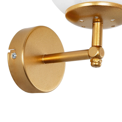 GloboStar® DALPH 203-0029 Vintage Επιτοίχιο Φωτιστικό Απλίκα Μονόφωτο 1 x E27 IP20 Χρυσό Μέταλλο με Λευκό Γυαλί - M18 x Π15 x Υ23cm