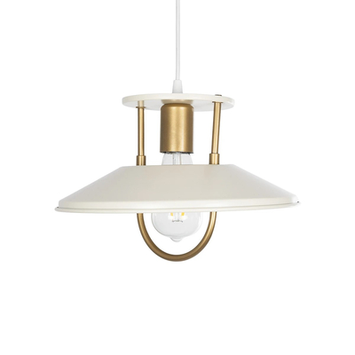 GloboStar® BILLA 203-0041 Vintage Κρεμαστό Φωτιστικό Καμπάνα Μονόφωτο 1 x E27 IP20 Λευκό & Χρυσό Μέταλλο - M30.5 x Π30.5 x Υ20cm