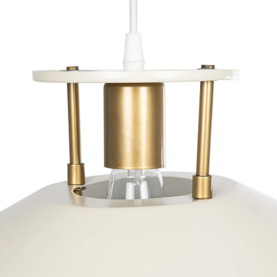 GloboStar® BILLA 203-0041 Vintage Κρεμαστό Φωτιστικό Καμπάνα Μονόφωτο 1 x E27 IP20 Λευκό & Χρυσό Μέταλλο - M30.5 x Π30.5 x Υ20cm