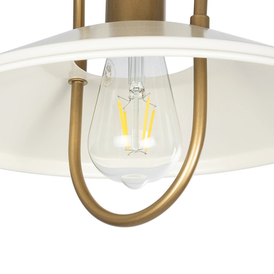 GloboStar® BILLA 203-0041 Vintage Κρεμαστό Φωτιστικό Καμπάνα Μονόφωτο 1 x E27 IP20 Λευκό & Χρυσό Μέταλλο - M30.5 x Π30.5 x Υ20cm
