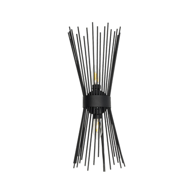 GloboStar® HORN 203-0043 Vintage Επιτοίχιο Φωτιστικό Απλίκα Δίφωτο 2 x E14 IP20 Μαύρο Μέταλλο - Μ14 x Π17 x Υ44.5cm