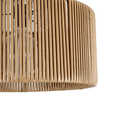 GloboStar® KYCLOS 203-0049 Boho Κρεμαστό Φωτιστικό Καπέλο Μονόφωτο 1 x E27 IP20 Μπεζ Rattan - M40 x Π40 x Υ25.5cm