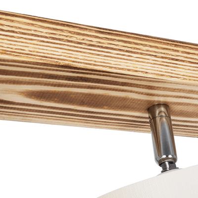 GloboStar® CUP 203-0055 Vintage Φωτιστικό Οροφής Ράγα Τρίφωτο 3 x E27 IP20 Μπεζ Ξύλο με Λευκό Ύφασμα - Μ60 x Π14 x Υ26cm