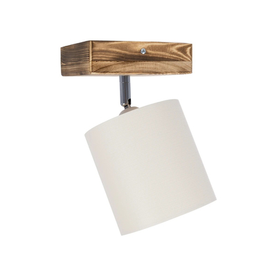 GloboStar® CUP 203-0057 Vintage Φωτιστικό Οροφής Σποτ Μονόφωτο 1 x E27 IP20 Μπεζ Ξύλο με Λευκό Ύφασμα - Μ14.5 x Π14.5 x Υ25cm