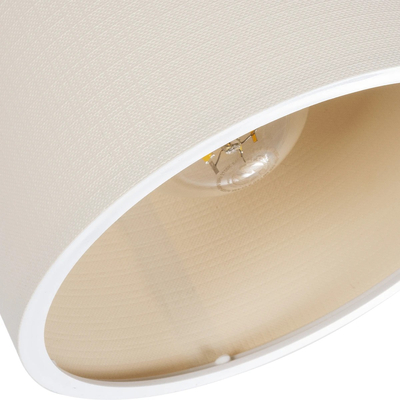 GloboStar® CUP 203-0057 Vintage Φωτιστικό Οροφής Σποτ Μονόφωτο 1 x E27 IP20 Μπεζ Ξύλο με Λευκό Ύφασμα - Μ14.5 x Π14.5 x Υ25cm