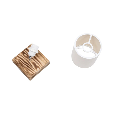 GloboStar® CUP 203-0057 Vintage Φωτιστικό Οροφής Σποτ Μονόφωτο 1 x E27 IP20 Μπεζ Ξύλο με Λευκό Ύφασμα - Μ14.5 x Π14.5 x Υ25cm