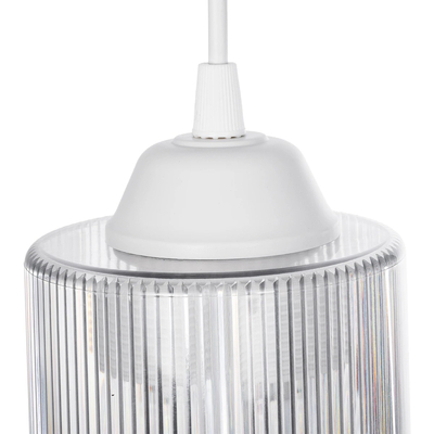 GloboStar® TORUS 203-0064 Μοντέρνο Κρεμαστό Φωτιστικό Καμπάνα Μονόφωτο 1 x E27 IP20 Λευκό Πλαστικό - Μ10.5 x Π10.5 x Υ18.5cm