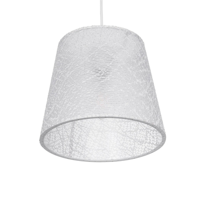 GloboStar® CONEY 203-0069 Μοντέρνο Κρεμαστό Φωτιστικό Καπέλο Μονόφωτο 1 x E27 IP20 Λευκό Ύφασμα - Μ26 x Π26 x Υ25cm