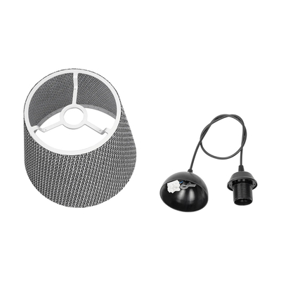GloboStar® CONEY 203-0070 Μοντέρνο Κρεμαστό Φωτιστικό Καπέλο Μονόφωτο 1 x E27 IP20 Γκρι Διάτρητο Ύφασμα - Μ26 x Π26 x Υ25cm