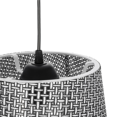 GloboStar® CONEY 203-0070 Μοντέρνο Κρεμαστό Φωτιστικό Καπέλο Μονόφωτο 1 x E27 IP20 Γκρι Διάτρητο Ύφασμα - Μ26 x Π26 x Υ25cm