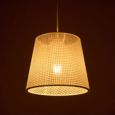 GloboStar® CONEY 203-0071 Μοντέρνο Κρεμαστό Φωτιστικό Καπέλο Μονόφωτο 1 x E27 IP20 Mπεζ Διάτρητο Ύφασμα - Μ26 x Π26 x Υ25cm