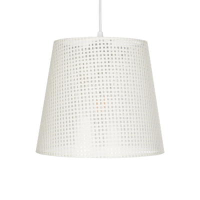 GloboStar® CONEY 203-0071 Μοντέρνο Κρεμαστό Φωτιστικό Καπέλο Μονόφωτο 1 x E27 IP20 Mπεζ Διάτρητο Ύφασμα - Μ26 x Π26 x Υ25cm