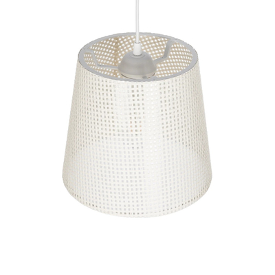 GloboStar® CONEY 203-0071 Μοντέρνο Κρεμαστό Φωτιστικό Καπέλο Μονόφωτο 1 x E27 IP20 Mπεζ Διάτρητο Ύφασμα - Μ26 x Π26 x Υ25cm