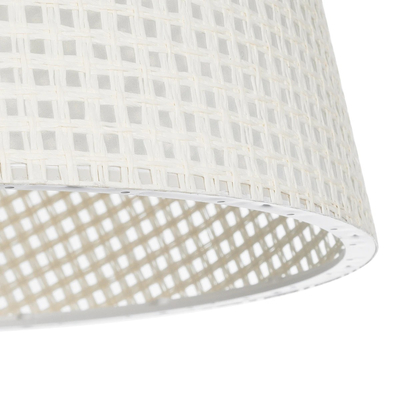 GloboStar® CONEY 203-0071 Μοντέρνο Κρεμαστό Φωτιστικό Καπέλο Μονόφωτο 1 x E27 IP20 Mπεζ Διάτρητο Ύφασμα - Μ26 x Π26 x Υ25cm