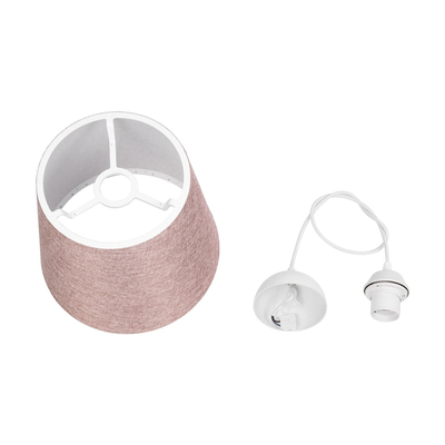 GloboStar® CONEY 203-0072 Μοντέρνο Κρεμαστό Φωτιστικό Καπέλο Μονόφωτο 1 x E27 IP20 Ροζ Ύφασμα - Μ26 x Π26 x Υ25cm