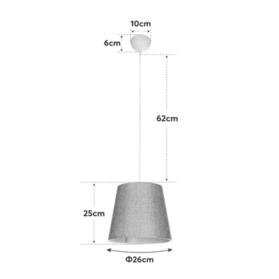 GloboStar® CONEY 203-0073 Μοντέρνο Κρεμαστό Φωτιστικό Καπέλο Μονόφωτο 1 x E27 IP20 Καφέ Ύφασμα - Μ26 x Π26 x Υ25cm