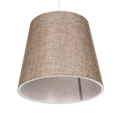 GloboStar® CONEY 203-0073 Μοντέρνο Κρεμαστό Φωτιστικό Καπέλο Μονόφωτο 1 x E27 IP20 Καφέ Ύφασμα - Μ26 x Π26 x Υ25cm