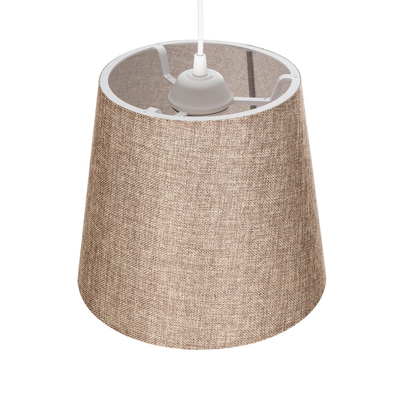 GloboStar® CONEY 203-0073 Μοντέρνο Κρεμαστό Φωτιστικό Καπέλο Μονόφωτο 1 x E27 IP20 Καφέ Ύφασμα - Μ26 x Π26 x Υ25cm