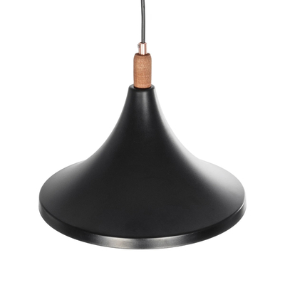 GloboStar® BELFRY 203-0077 Μοντέρνο Κρεμαστό Φωτιστικό Καμπάνα Μονόφωτο 1 x E27 IP20 Μαύρο & Χρυσό Πλαστικό - Μ29.5 x Π29.5 x Υ22cm